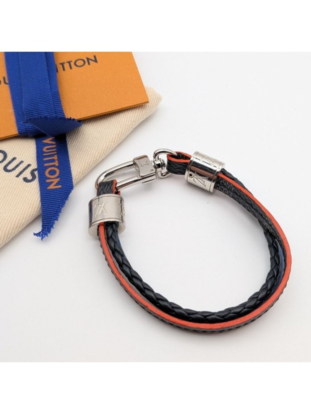 Louis Vuitton Bracelet LV Treble Damier Graphite Gray Blue Silver